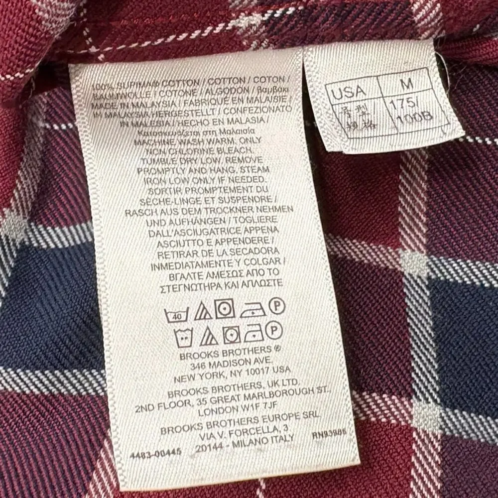 Brooks Brothers‎ Mens Size M Regent Shirt Button Up Plaid Non Iron Supima Cotton